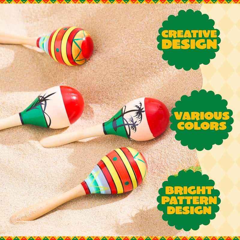 JOYIN 4 قطع ماراكاس خشبية 7.6" للأطفال لعيد Cinco De Mayo، سحر ماراكاس، صانعة ضوضاء خشبية لم favors حفلات فيستا المكسيكية، حفلات موسيقية ممتعة، حفلات لواو، كرنفالات، حدث تاكو الثلاثاء - Image 4